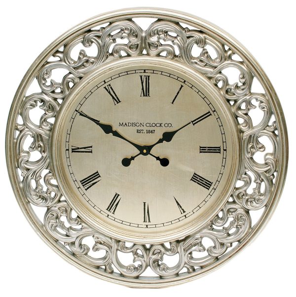 Mindy Brownes Gannon Antique Silver Round Wall Clock - Dia 71cm