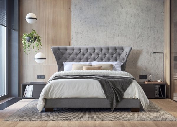 Georgia Fabric Bed - Comes in Grey and Champagne Options