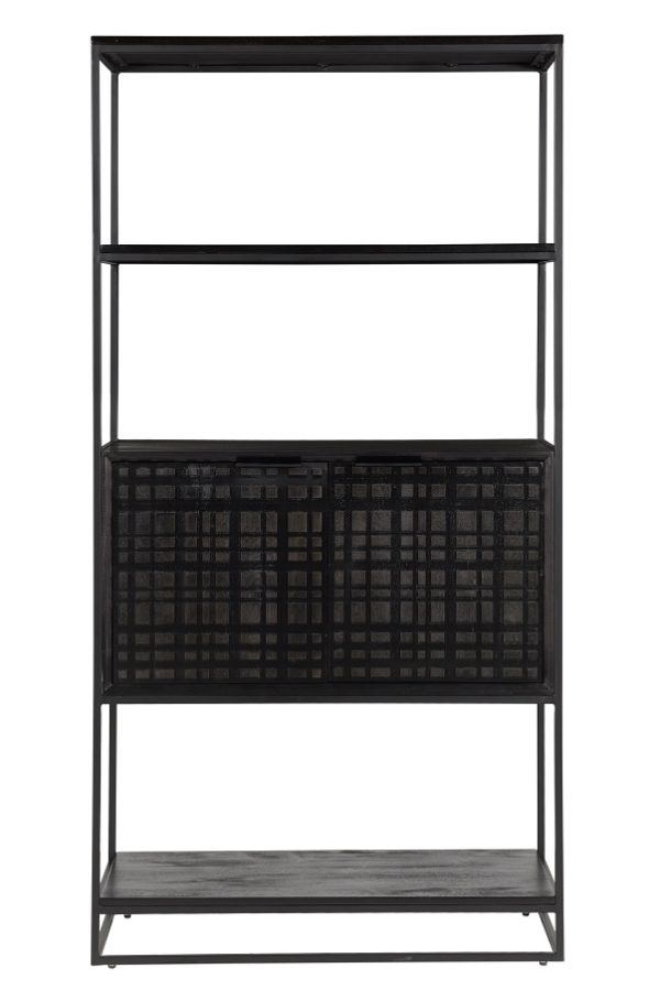 Fusion Black Mango Wood 2 Door Bookcase