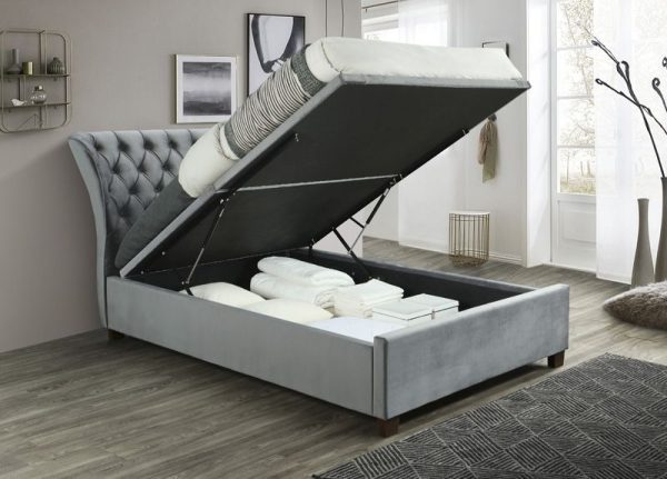 Georgia Grey Fabric Ottoman Bed