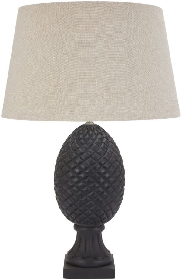 Hill Interiors Delaney Grey Pineapple Lamp with Linen Shade