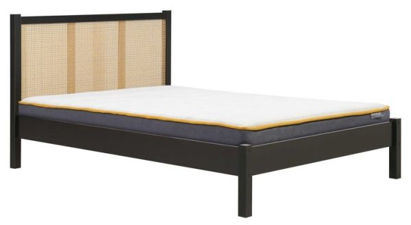 Croxley Oak Bed with Black Rattan Headboard - Comes in Double and King Size Options