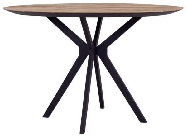 Metropole Natural Teak Wood Round Counter Table with Black Spider Legs