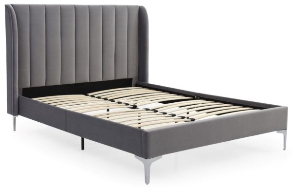 Kyoto Avery Grey Velvet Upholstery Bed