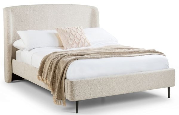 Eden Ivory Boucle Fabric Bed - Comes in Double and King Size