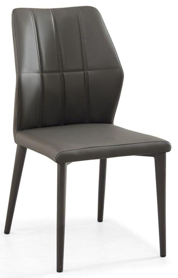 Harrow Dark Grey Dining Chair - Faux Leather with Black Legs