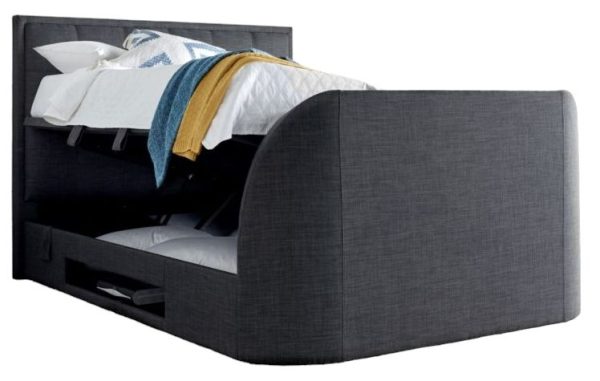 Kaydian Falmer Pendle Slate Drak Grey Fabric Ottoman Storage TV Bed