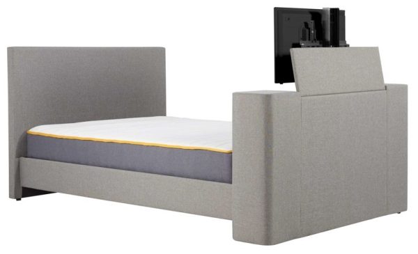 Plaza Grey Fabric TV Bed - Comes in Double and King Size