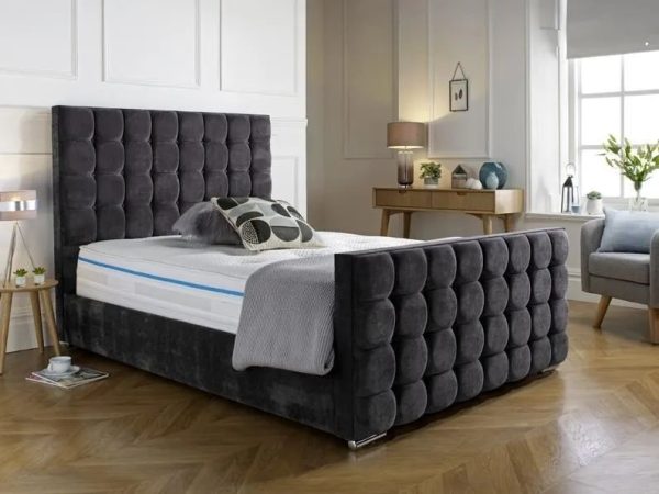 Horine Dark Grey Fabric Bed