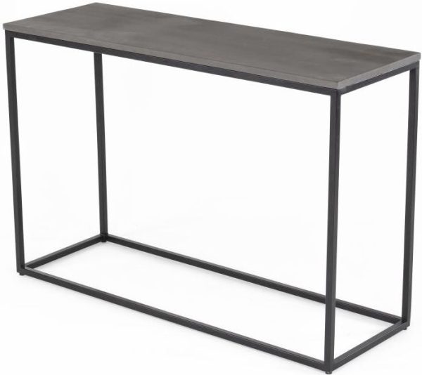 Clearance - Odom Grey Concrete Console Table with Black Metal Base