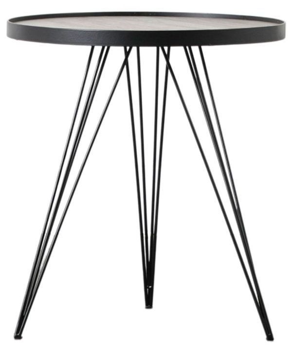 Timpson Black Metal Round Side Table, Hairpin Legs