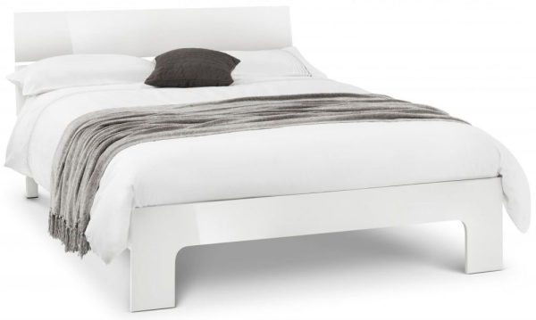 Manhattan White High Gloss Bed - Double and King Size