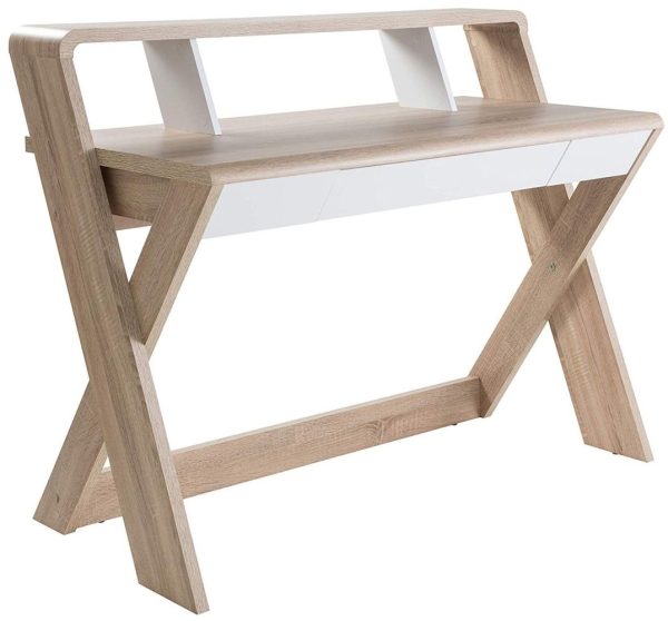 Alphason Aspen Light Oak Trestle Desk