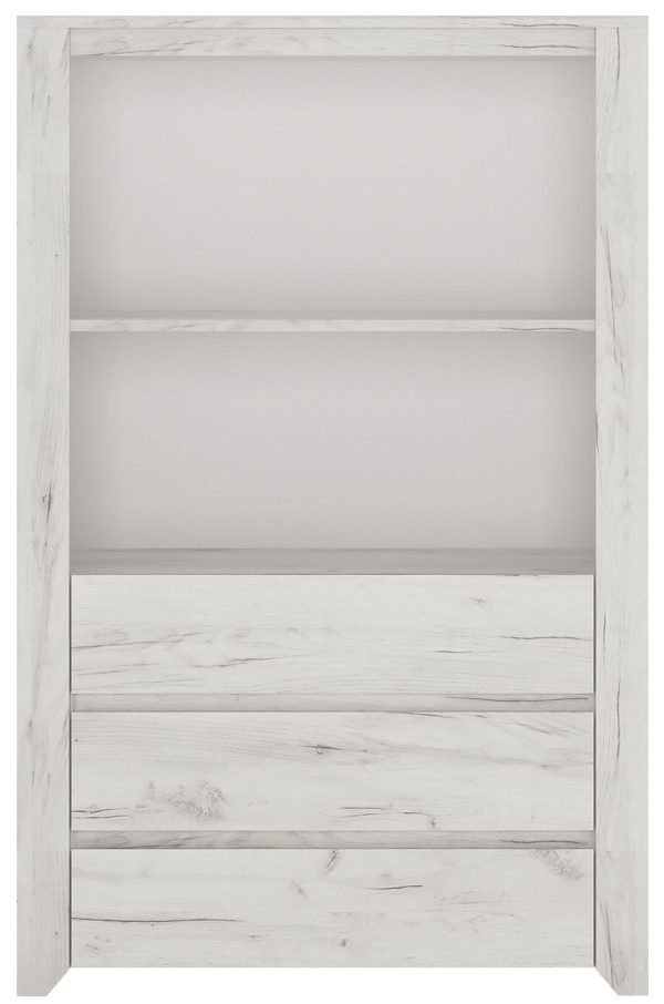 Angel White Oak 3 Drawer Cupboard with Open Shelf