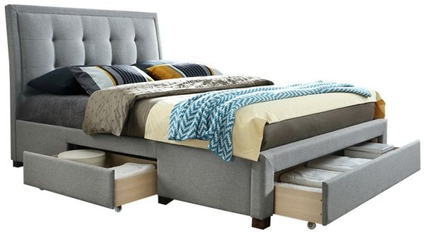 Shelby Grey Fabric Storage Bed - Comes in 4ft 6in Double and 5 ft King Size Options