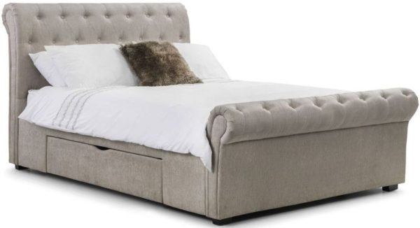 Ravello Mink Fabric Storage Bed - Comes in Double and King Size