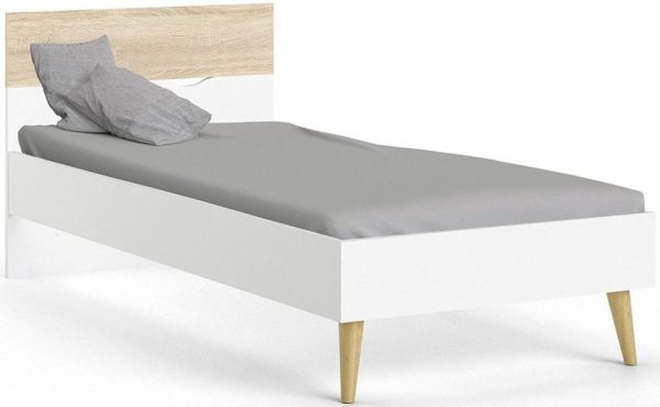 Oslo Euro Single Bed in White and Oak