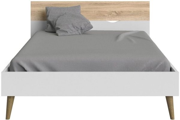 Oslo Euro Double Bed in White and Oak