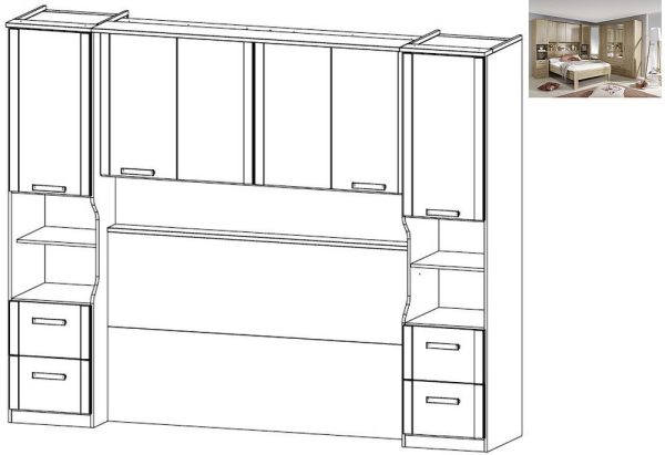 Rivera Overbed Unit for Divan Bed in Sonoma Oak - 140cm x 190cm