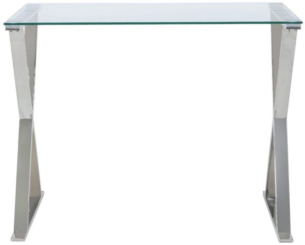 Taylor Cross Frame Desk - Glass and Chrome