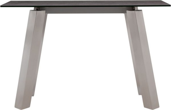 Dennis Grey Ceramic and Chrome Console Table